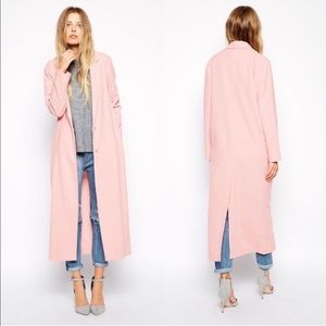 ASOS Light Pink Crepe Full Length Maxi Duster Jacket Size US 6